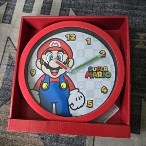 Super Mario Wall Kids Room Clock Red Mario Clock Analog Display